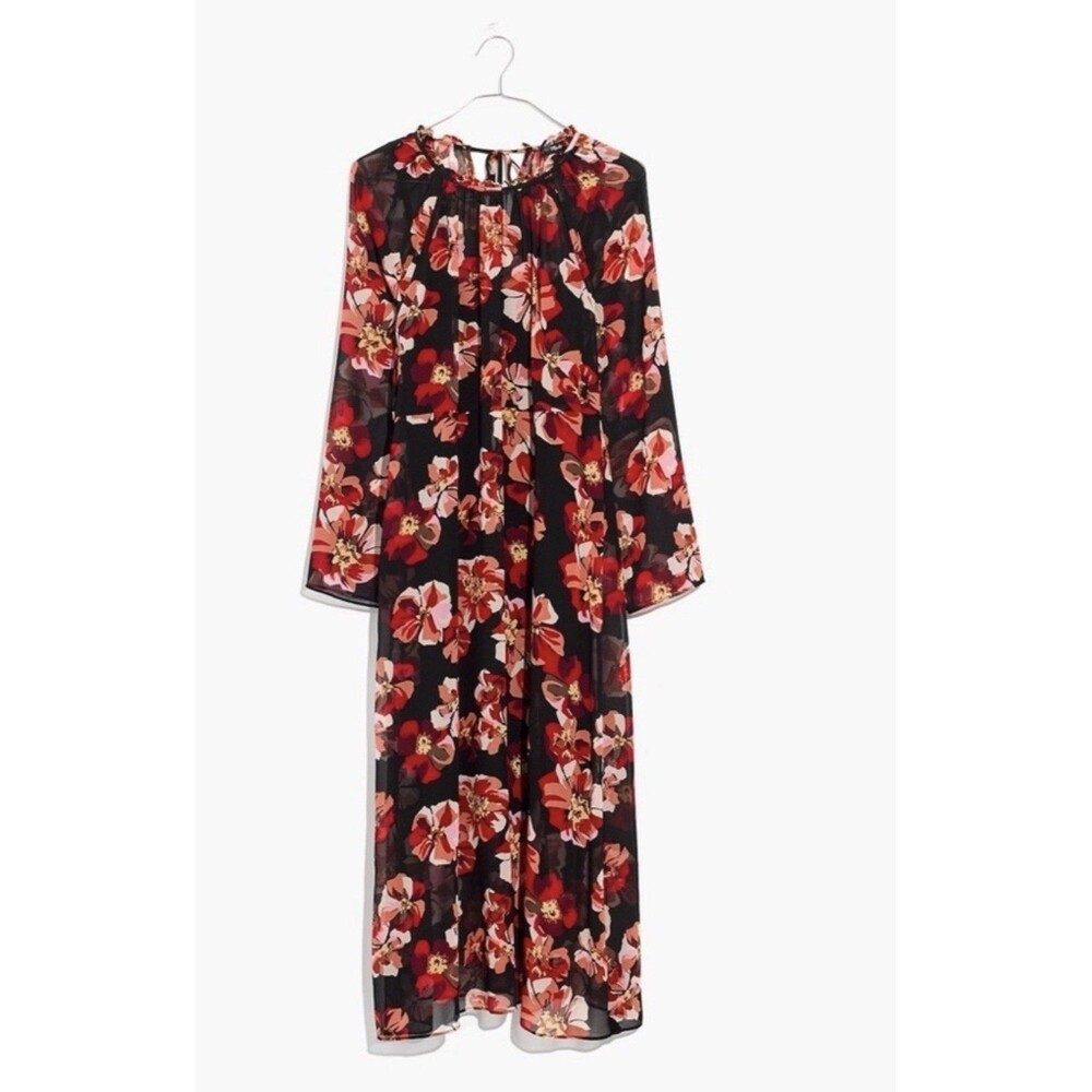 Madewell Shirred Midi Dress in French Rose Floral Sz Small